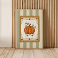 Neutral pumpkin poster with distressed natural wood frame