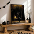 Dark academia witch poster with candles and dried flowers