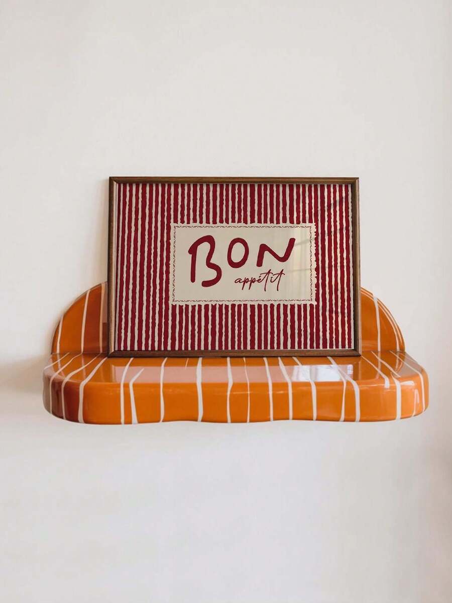 Bon Appetit Striped Vintage French Typography Canvas Poster