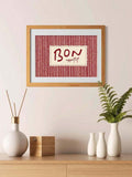 Bon Appetit Striped Vintage French Typography Canvas Poster