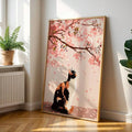 Japanese Style Cherry Blossom & Cat Spring Theme Canvas Poster