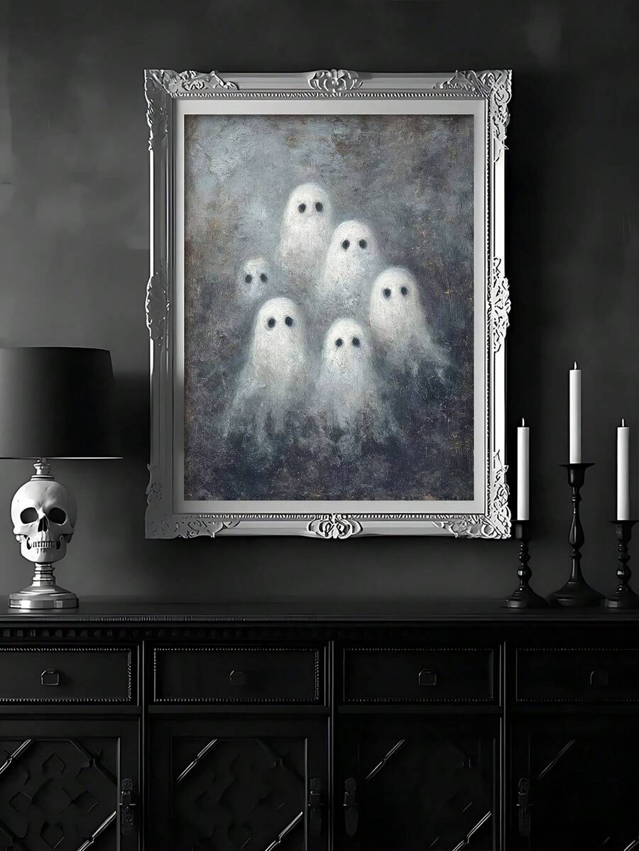 Size and frame options for gothic Halloween canvas poster artwork