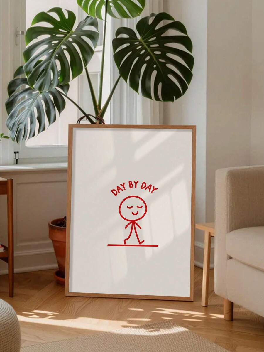 Little Good Vibe Day By Day Canvas poster with a simple vintage aesthetic and positive message. Perfect for bedrooms, offices, dorms, and cozy home decor.