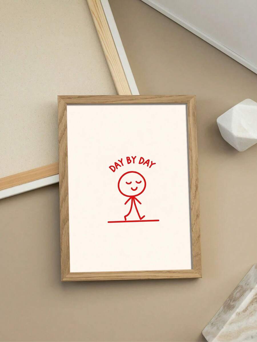 Little Good Vibe Day By Day Canvas poster with a simple vintage aesthetic and positive message. Perfect for bedrooms, offices, dorms, and cozy home decor.