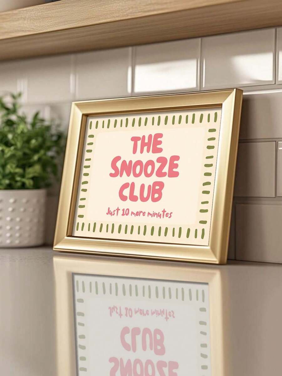 The Snooze Club Minimalist Canvas Wall Art Sleep Quote Poster Bedroom Dorm Decor