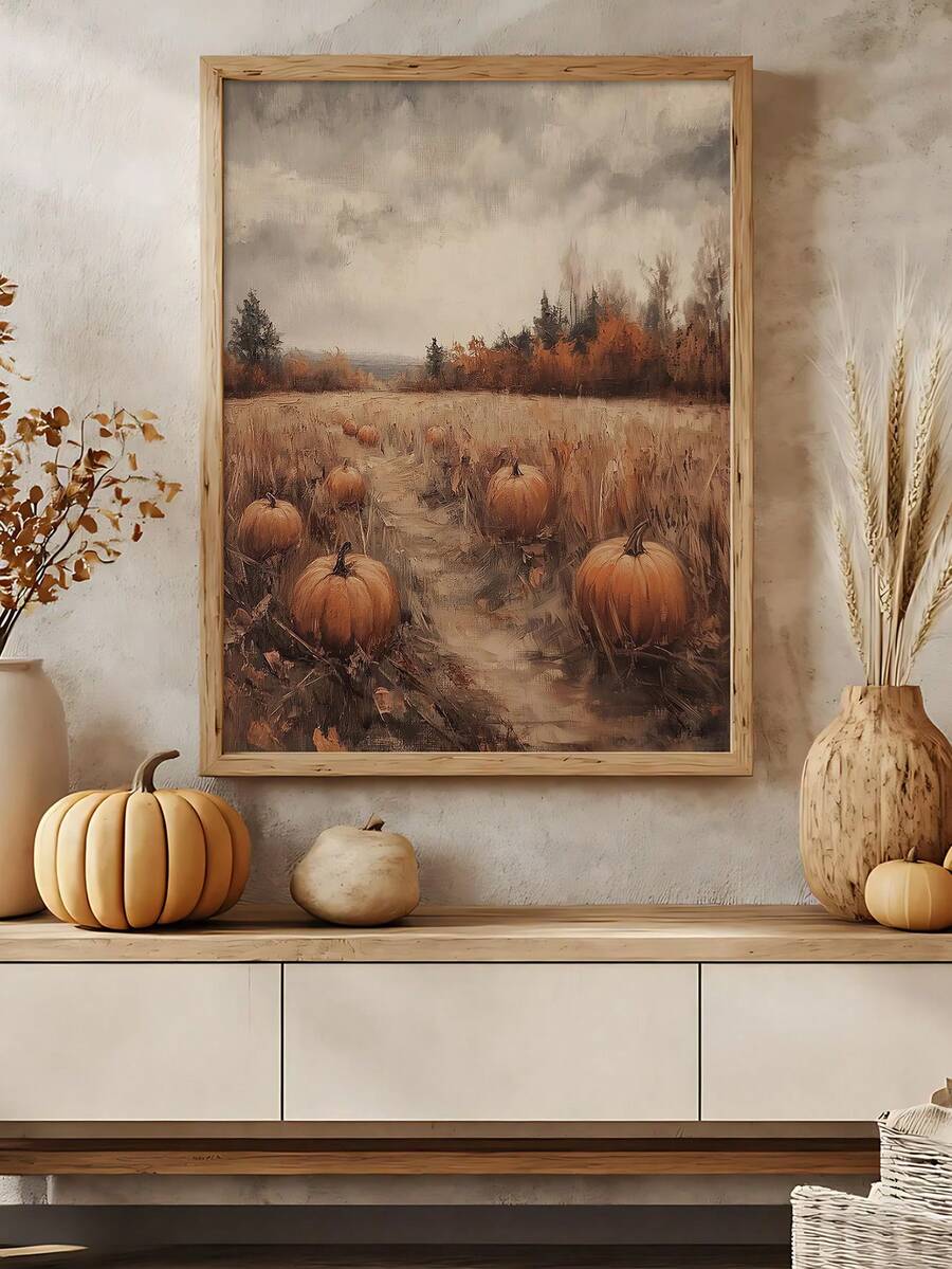 Rustic Halloween canvas poster for farmhouse decor