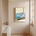 Bohemian Ocean Wave Vintage Gramophone Surfing Girl Canvas Poster