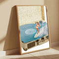 Bohemian Ocean Wave Vintage Gramophone Surfing Girl Canvas Poster
