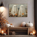 Pastoral ghost canvas print above a fall entryway bench