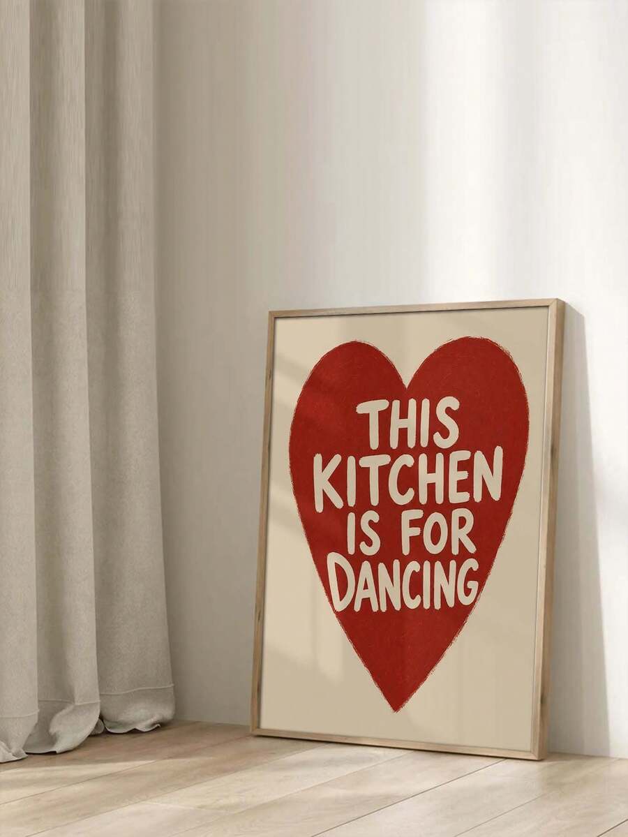 This Kitchen Is For Dancing Red Heart Quote Canvas Poster 