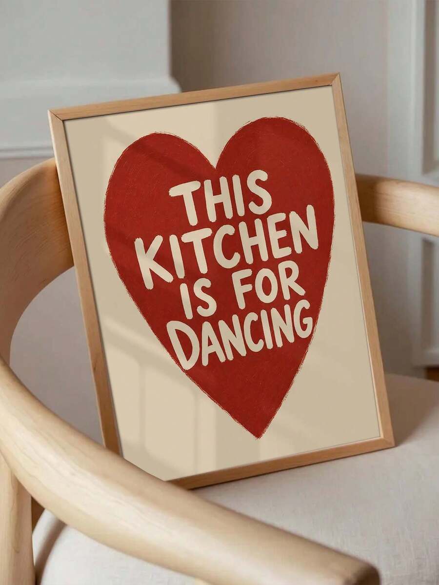 This Kitchen Is For Dancing Red Heart Quote Canvas Poster 