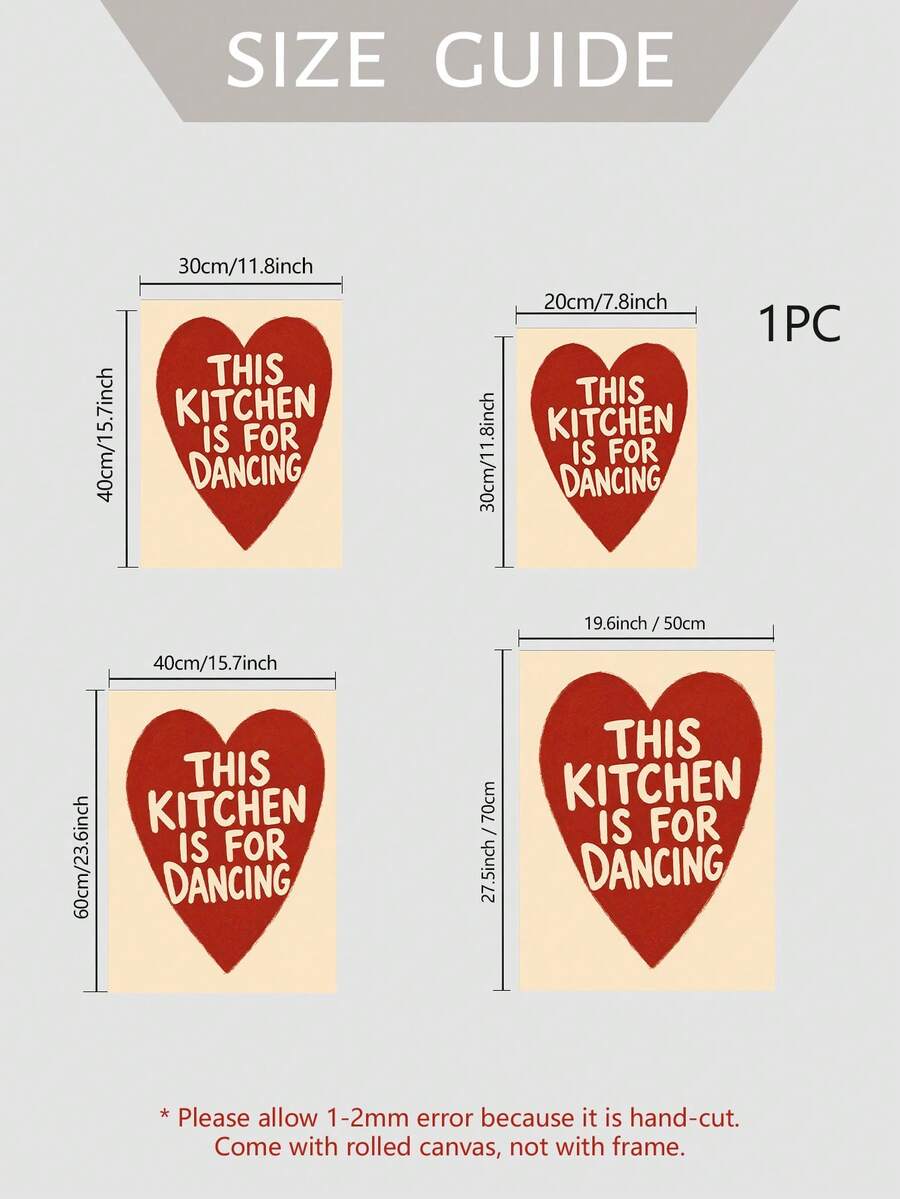 This Kitchen Is For Dancing Red Heart Quote Canvas Poster