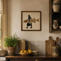 Vintage folk fish canvas poster