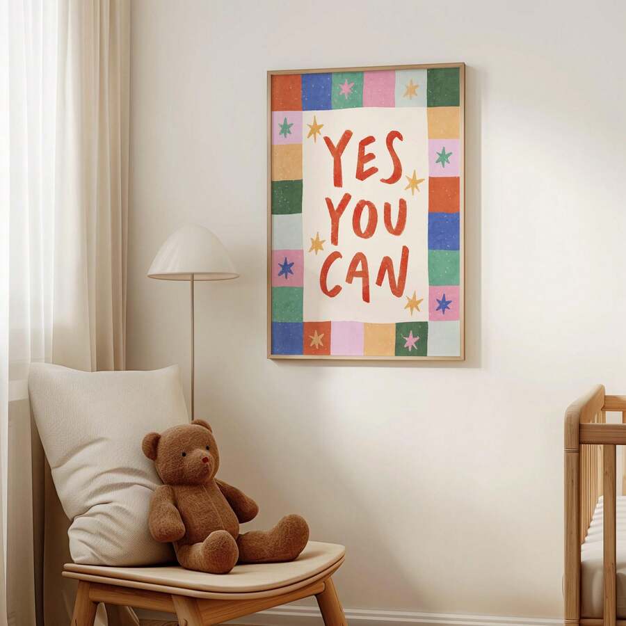 Yes You Can Cute Colorful Dopamine Aesthetic Inspirational Canvas Poster 