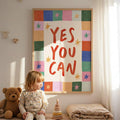 Yes You Can Cute Colorful Dopamine Aesthetic Inspirational Canvas Poster 