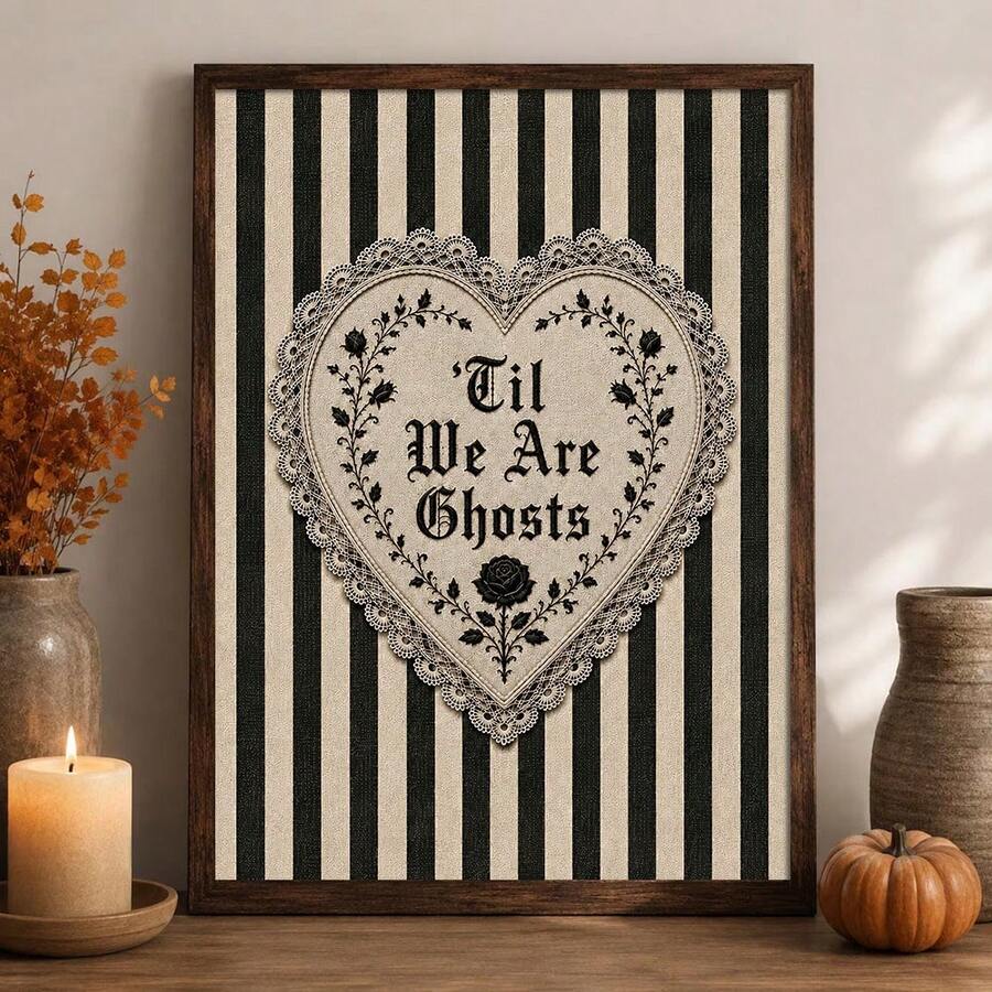 Ornate gold framed Til We Are Ghosts romantic wall art