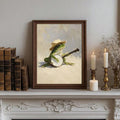 Whimsical Frog Playing Banjo Vintage Funny Canvas Poster