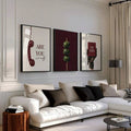 Editorial phone olive and energy typography wall art in a polished living room