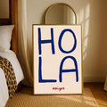 Colorful quote poster displayed in a cozy bohemian bedroom