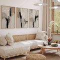 Black beige and cream contemporary canvas wall art set