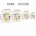 Size guide showing four portrait dimensions for cartoon sports canvas