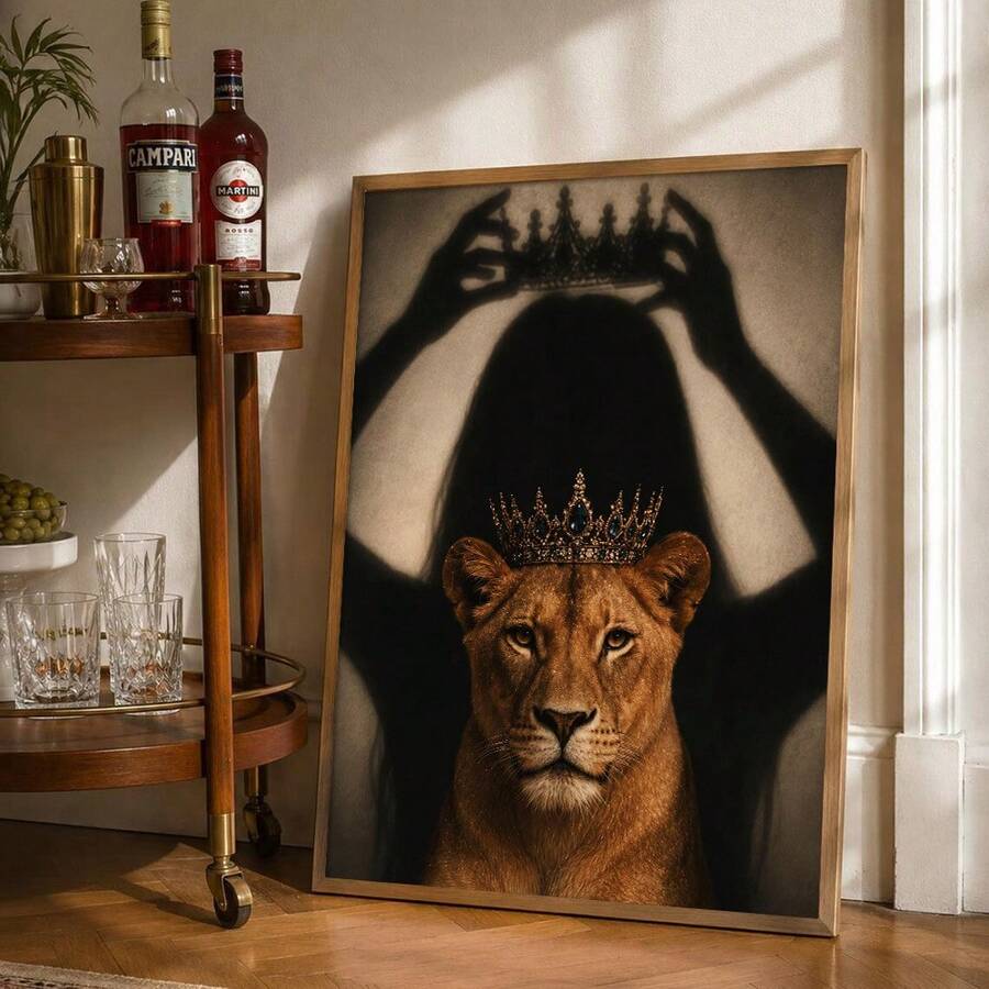 Lion Crown Luxury Animal Canvas poster with a powerful inspirational design. Perfect for modern living rooms, offices, bedrooms, studies, and luxury decor.