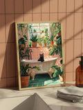 Vintage cat lover artwork with botanical details