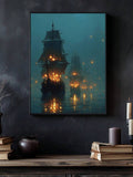 Moody maritime fantasy poster in an ornate black frame
