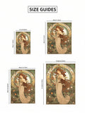 Art Nouveau Style Cute Girl & Green Plants Chic Vintage Canvas Poster 