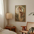 Art Nouveau Style Cute Girl & Green Plants Chic Vintage Canvas Poste