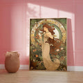 Art Nouveau Style Cute Girl & Green Plants Chic Vintage Canvas Poste
