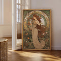 Art Nouveau Style Cute Girl & Green Plants Chic Vintage Canvas Poste