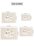 Size guide for minimalist white pumpkin canvas poster in four landscape dimensions