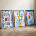 Framed and unframed quote poster display options for a kids room