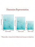 Size guide for unframed teal ocean surf canvas posters in three vertical dimensions