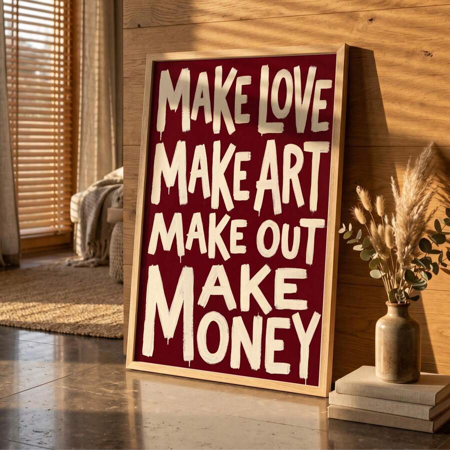 Bold creative statement poster leaning against a wall