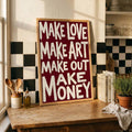 Framed typography artwork for studio or office creative decor