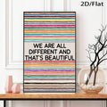Diversity quote poster displayed in a modern living room beside vases