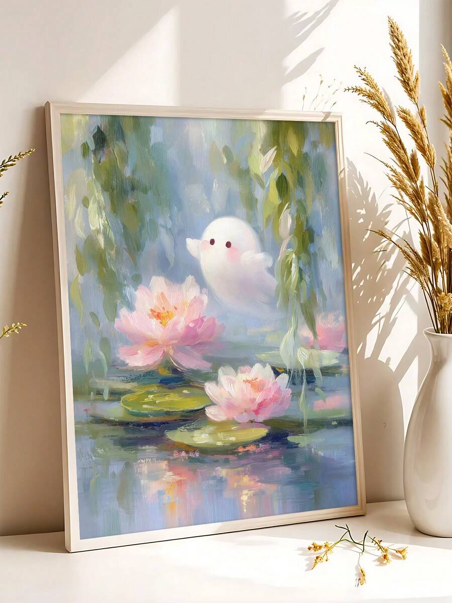 Rustic ghost autumn coquette canvas wall art
