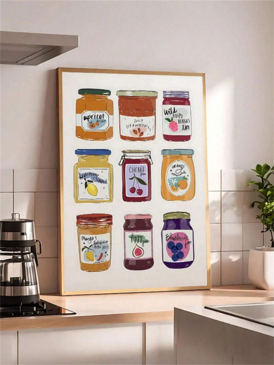Colorful Jam Poster, Trendy Kitchen Wall Art and Cottagecore Decor