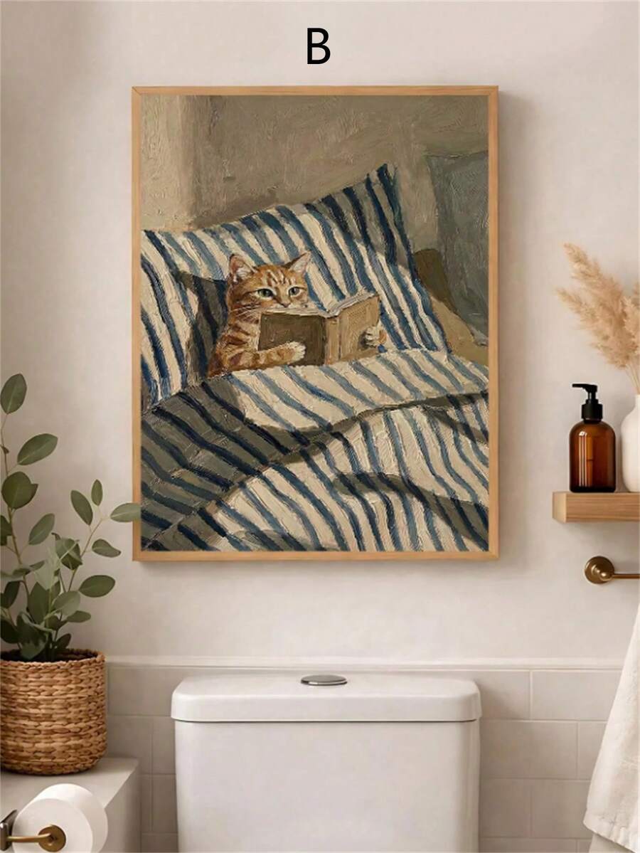 Vintage painterly dog and cat poster
