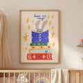 Books are magic bunny poster displayed above a nursery crib