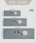 Moon And Flying Birds Minimalist Nature Blue Night Sky Scandinavian Canvas Poster 