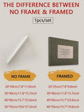 Framed and unframed canvas comparison with dimensions for the green gingham scripture design
