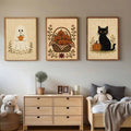 Folk-art pumpkin basket canvas poster