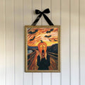 Halloween Pumpkin Head The Scream Parody Canvas poster with spooky humor. Perfect for Halloween decor, gothic rooms, horror fans, parties, and seasonal displays.