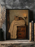 Retro Cat Pattern Brown Dark Gothic Antique Wall Art Canvas Poster 