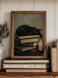 Retro Cat Pattern Brown Dark Gothic Antique Wall Art Canvas Poster 
