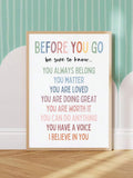 Classroom Before You Go Be Sure To Know Circle Of Control Affirmation Canvas Poster
