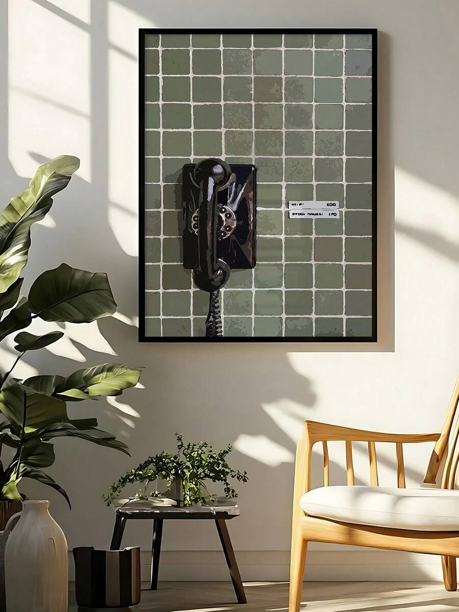 Retro 1970s Rotary Phone and Zebra Stripes Canvas poster with bold vintage character. Perfect for bedrooms, offices, salons, dorms, and eclectic decor.